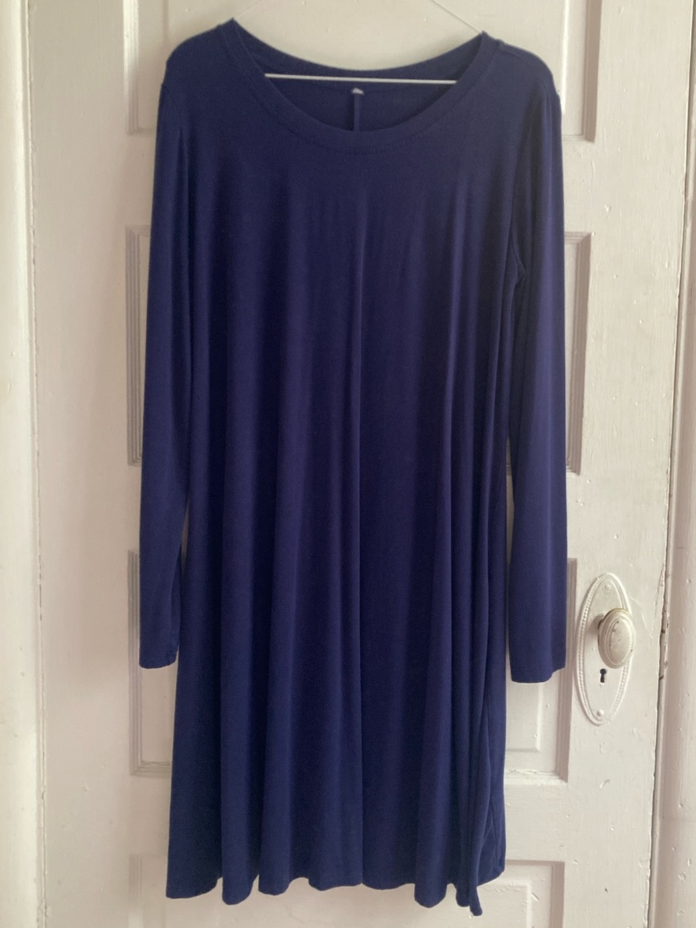 Navy Long Sleeve Swing Dress